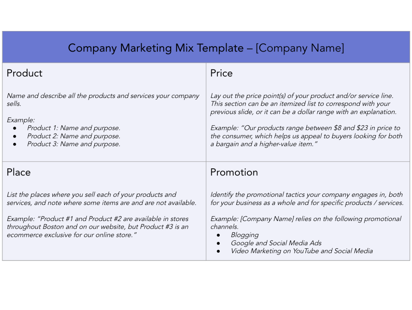 [Access Now] 4 Free Marketing Mix Templates